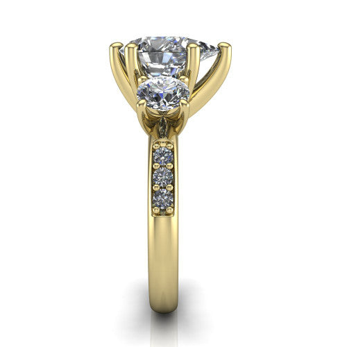 Alice Pear Shape Three Stone Engagement Ring in 18K Yellow Gold