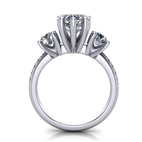 Alice Heart Shape Three Stone Engagement Ring in 18K White Gold