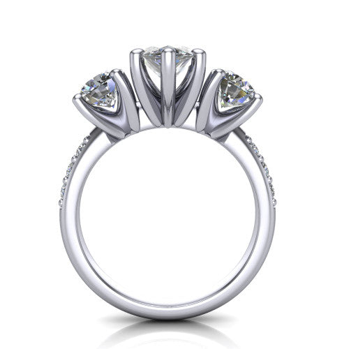 Alice Marquise Shape Three Stone Engagement Ring in 18K White Gold