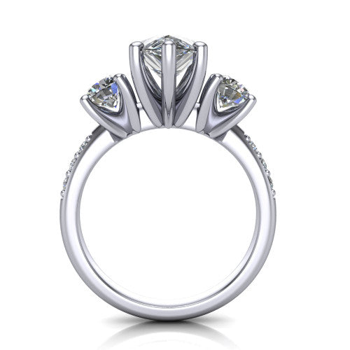 Alice Pear Shape Three Stone Engagement Ring in 14K White Gold