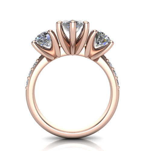 Alice Marquise Shape Three Stone Engagement Ring in 18K Rose Gold