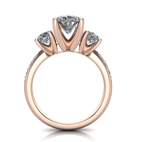 Alice Oval Shape Three Stone Engagement Ring in 14K Rose Gold