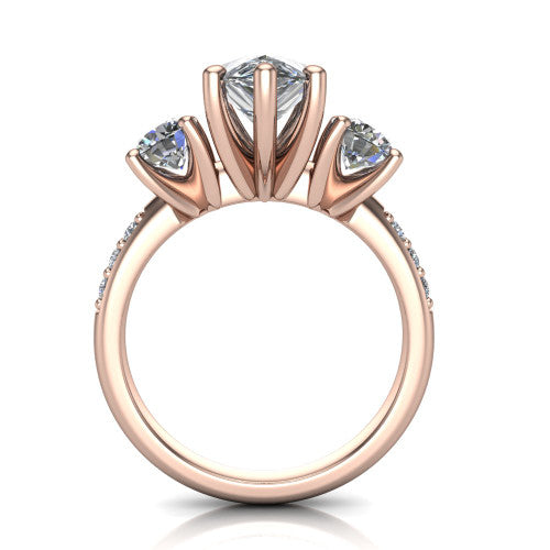 Alice Pear Shape Three Stone Engagement Ring in 18K Rose Gold