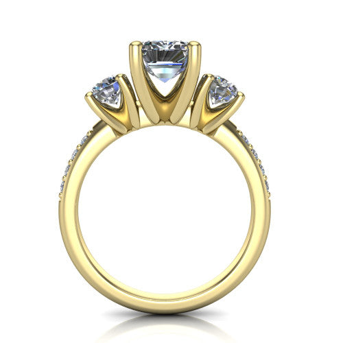 Alice Emerald Shape Three Stone Engagement Ring in 14K Yellow Gold