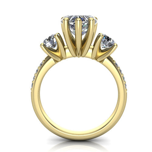 Alice Heart Shape Three Stone Engagement Ring in 18K Yellow Gold
