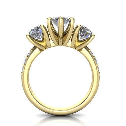 Alice Marquise Shape Three Stone Engagement Ring in 14K Yellow Gold
