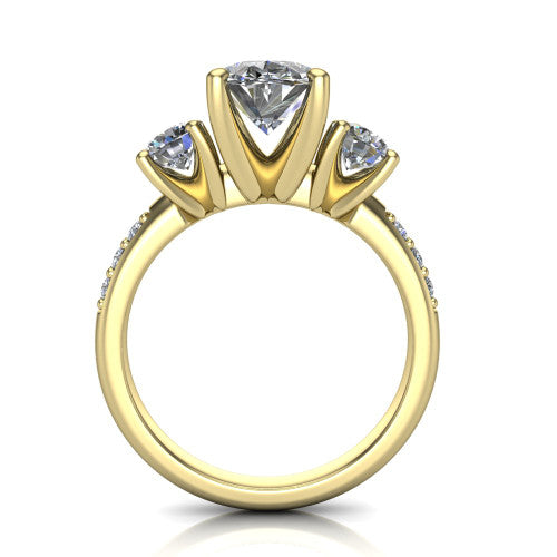 Alice Oval Shape Three Stone Engagement Ring in 14K Yellow Gold