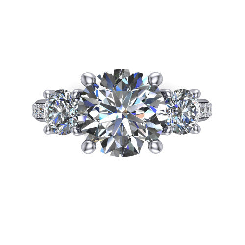 Alice Round Shape Three Stone Engagement Ring in Platinum