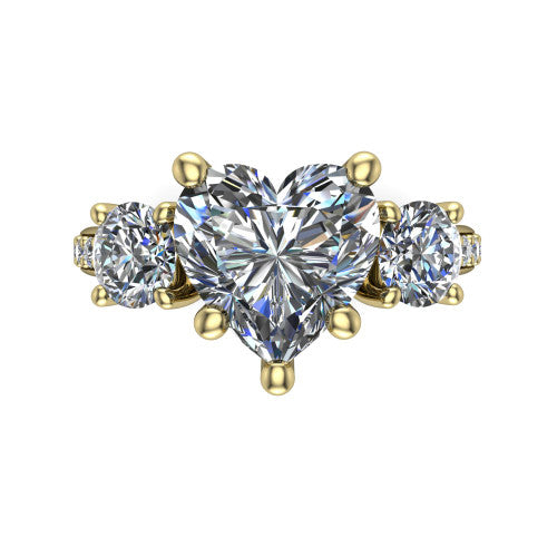 Alice Heart Shape Three Stone Engagement Ring in 18K Yellow Gold