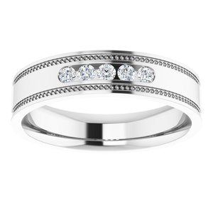 Hammered - Kai - 14K White Gold .07 CTW Natural Diamond Band