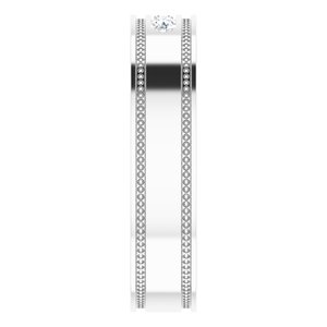 Hammered - Kai - 14K White Gold .07 CTW Natural Diamond Band
