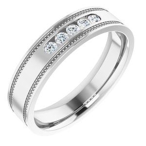 Hammered - Kai - 14K White Gold .07 CTW Natural Diamond Band