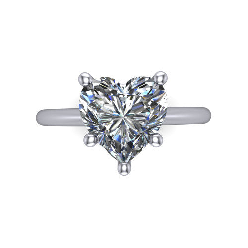 Avery heart classic solitaire engagement ring in Platinum, top-down view showing the four-prong heart solitaire center