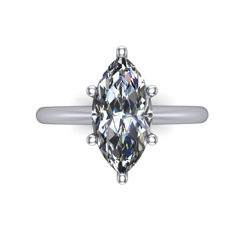 Avery marquise classic solitaire engagement ring in Platinum, top-down view showing the four-prong marquise solitaire center