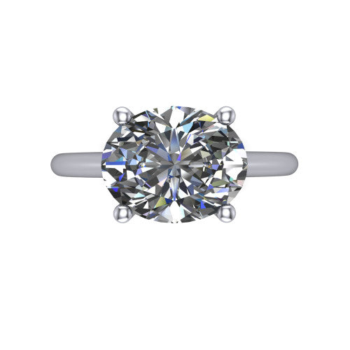 Avery oval classic solitaire engagement ring in Platinum, top-down view showing the four-prong oval solitaire center