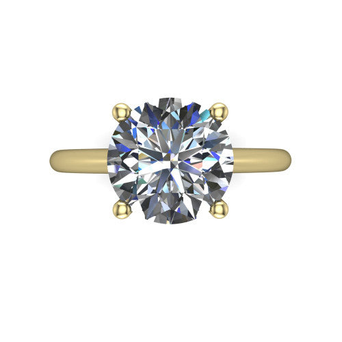 Avery round classic solitaire engagement ring in 14K Yellow Gold, top-down view showing the four-prong round solitaire center