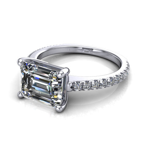 Abigail Emerald Shape Classic Engagement Ring in Platinum