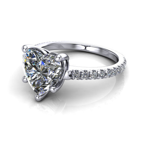 Abigail Heart Shape Classic Engagement Ring in 14K White Gold