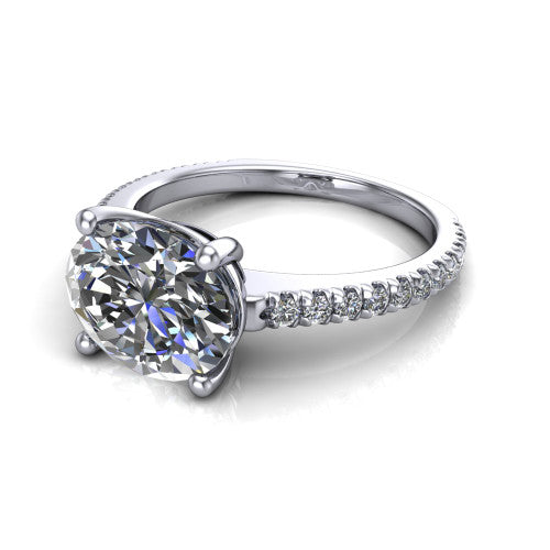 Abigail Oval Shape Classic Engagement Ring in 14K White Gold