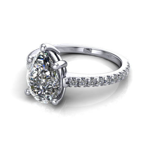 Abigail Pear Shape Classic Engagement Ring in 14K White Gold