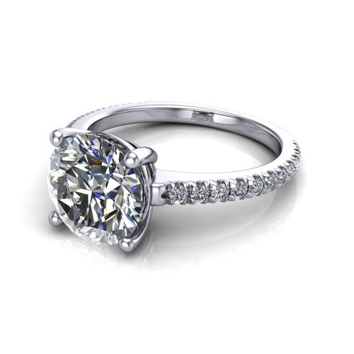 Abigail Round Shape Classic Engagement Ring in 14K White Gold