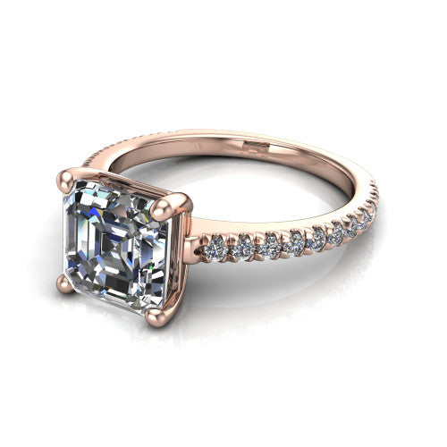 Abigail Square Emerald Shape Classic Engagement Ring in 14K Rose Gold