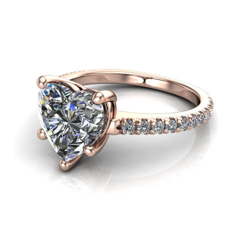 Abigail Heart Shape Classic Engagement Ring in 14K Rose Gold