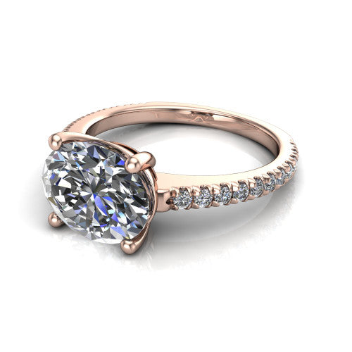 Abigail Oval Shape Classic Engagement Ring in 14K Rose Gold