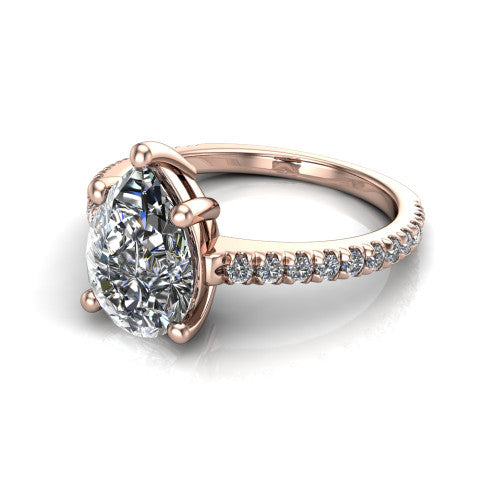Abigail Pear Shape Classic Engagement Ring in 14K Rose Gold