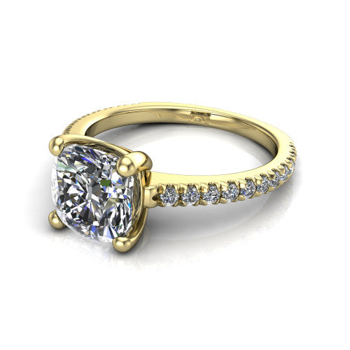Abigail Cushion Shape Classic Engagement Ring in 18K Yellow Gold