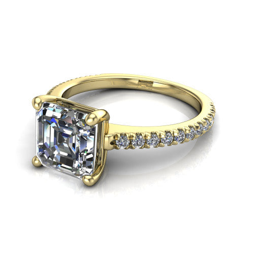 Abigail Square Emerald Shape Classic Engagement Ring in 14K Yellow Gold