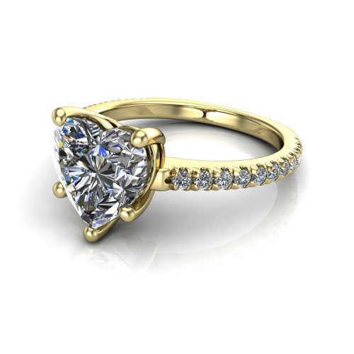 Abigail Heart Shape Classic Engagement Ring in 18K Yellow Gold