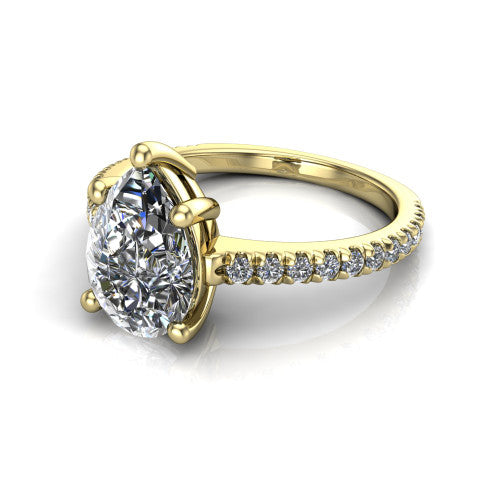 Abigail Pear Shape Classic Engagement Ring in 18K Yellow Gold
