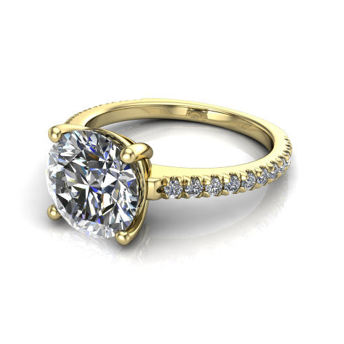 Abigail Round Shape Classic Engagement Ring in 14K Yellow Gold