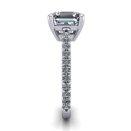 Abigail Square Emerald Shape Classic Engagement Ring in 14K White Gold