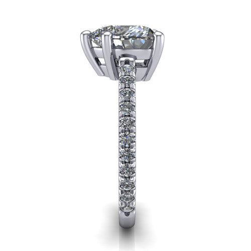 Abigail Heart Shape Classic Engagement Ring in 14K White Gold