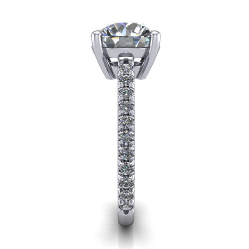 Abigail Round Shape Classic Engagement Ring in 18K White Gold