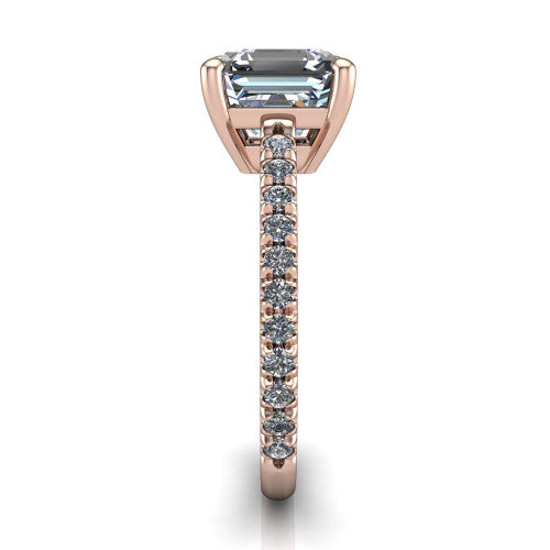 Abigail Square Emerald Shape Classic Engagement Ring in 14K Rose Gold