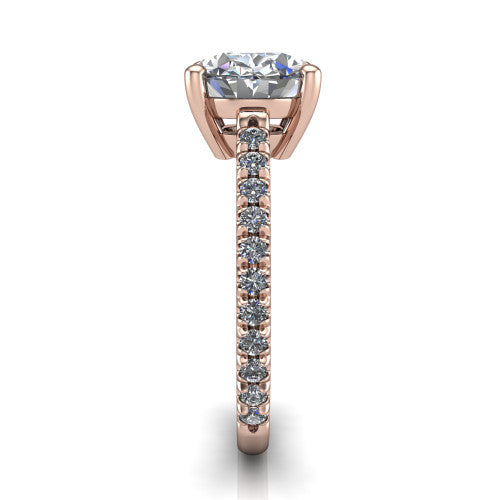 Abigail Oval Shape Classic Engagement Ring in 14K Rose Gold