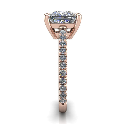 Abigail Princess Shape Classic Engagement Ring in 18K Rose Gold