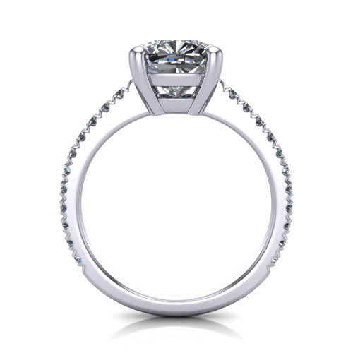 Abigail Cushion Shape Classic Engagement Ring in 18K White Gold