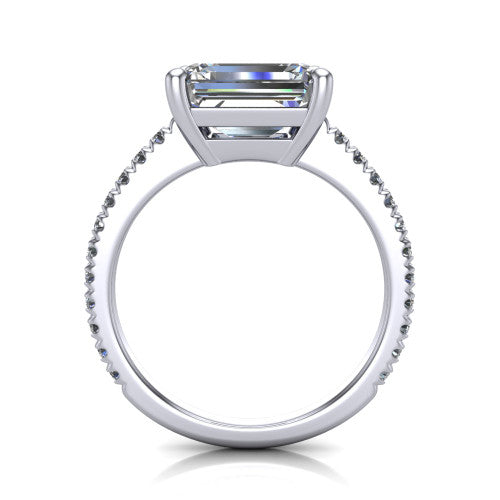 Abigail Emerald Shape Classic Engagement Ring in Platinum