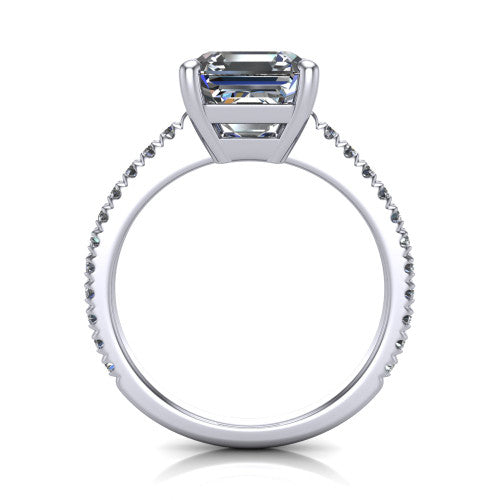 Abigail Square Emerald Shape Classic Engagement Ring in Platinum