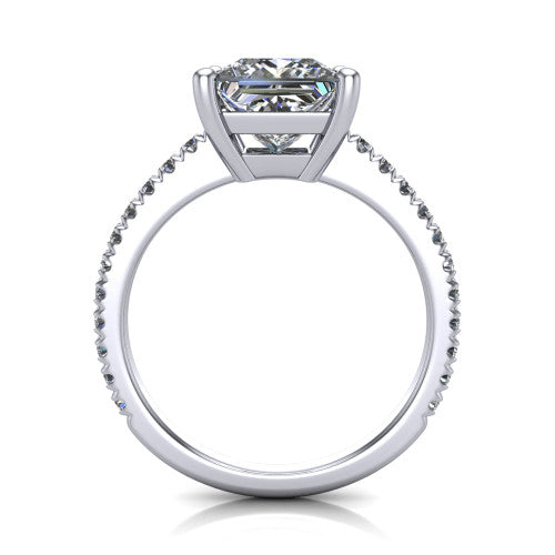 Abigail Princess Shape Classic Engagement Ring in Platinum