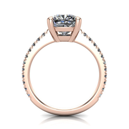 Abigail Cushion Shape Classic Engagement Ring in 18K Rose Gold