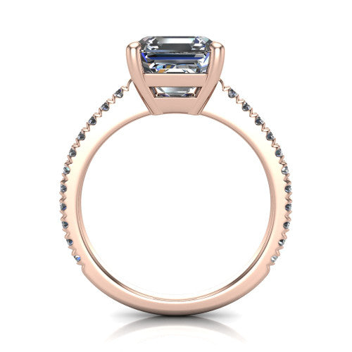 Abigail Square Emerald Shape Classic Engagement Ring in 18K Rose Gold
