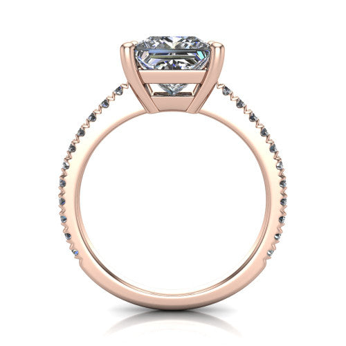 Abigail Princess Shape Classic Engagement Ring in 14K Rose Gold