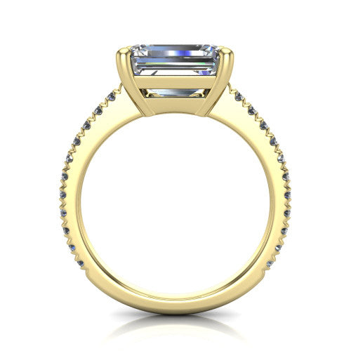 Abigail Emerald Shape Classic Engagement Ring in 18K Yellow Gold