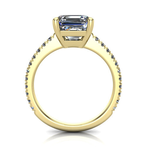 Abigail Square Emerald Shape Classic Engagement Ring in 14K Yellow Gold