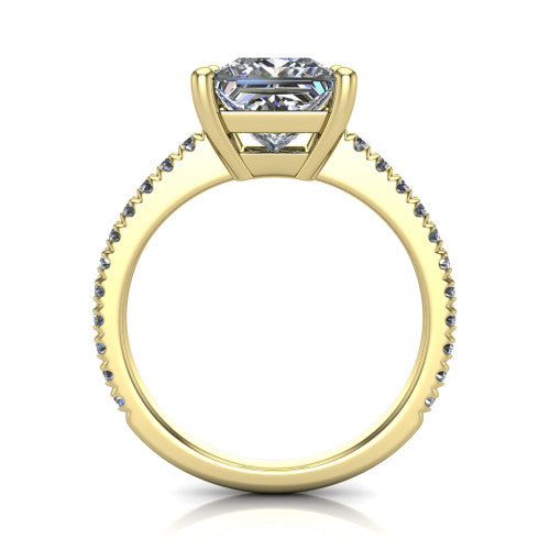 Abigail Princess Shape Classic Engagement Ring in 14K Yellow Gold
